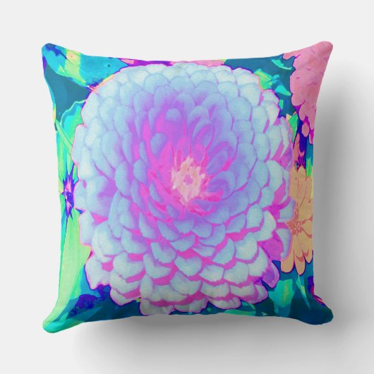 Hübsches Lila und rosa Zinnia im Sommergarten Kissen (Rückseite)