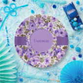 Hübsches Lila und weißes Blumenpapier Teller 3 (Party)
