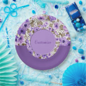 Hübsches Lila und weißes Blumenpapier Teller 4 (Party)