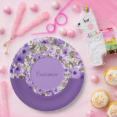 Hübsches Lila und weißes Blumenpapier Teller 4 (Party)