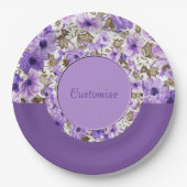 Hübsches Lila und weißes Blumenpapier Teller 4 (Vorderseite)