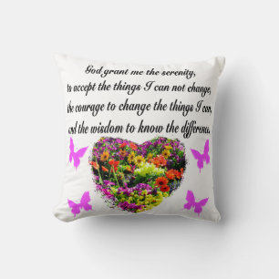 HÜBSCHES LILA WILD BLUME SERENITY PRAYER FOTO KISSEN