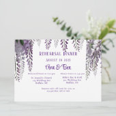 Hübsches Lila Wisteria Probe Dinner Einladung (Stehend Vorderseite)