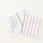 Hübsches Lilac- und Goldstreifen-Ledercocktail Rez Notizblock (Innenseite)