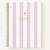 Hübsches Lilac- und Goldstreifen-Ledercocktail Rez Notizblock (Vorderseite)