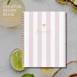 Hübsches Lilac- und Goldstreifen-Ledercocktail Rez Notizblock