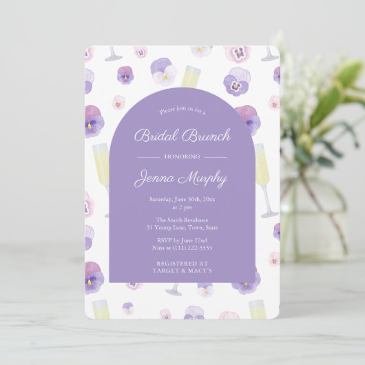 Hübsches Lilac Watercolor Blumenbridal Brunch Part Einladung (Stehend Vorderseite)