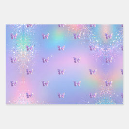 Hübsches Lilac Wrapping Paper Flat Sheet Set 3 Geschenkpapier Set