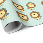 Hübsches Löwen Blau Muster Geburtstag Geschenkpapier (Rolleneckpunkt)