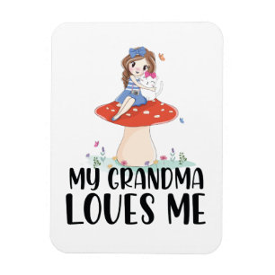 Hübsches Mädchen auf einem Pilz, meine Oma liebt Magnet
