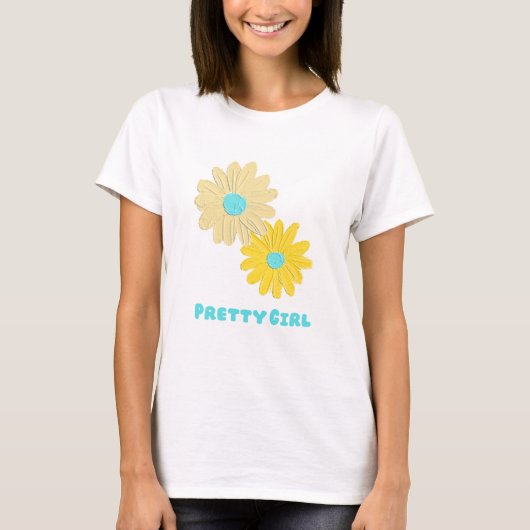 Hübsches Mädchen Blumen T-Shirt (Vorderseite)
