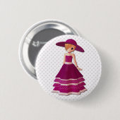 Hübsches Mädchen Button (Vorne & Hinten)