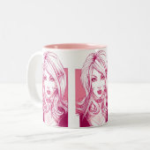 Hübsches Mädchen-Gesicht - Rosa Zweifarbige Tasse (Vorderseite Links)