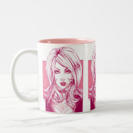 Hübsches Mädchen-Gesicht - Rosa Zweifarbige Tasse
