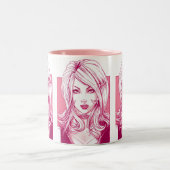 Hübsches Mädchen-Gesicht - Rosa Zweifarbige Tasse (Mittel)