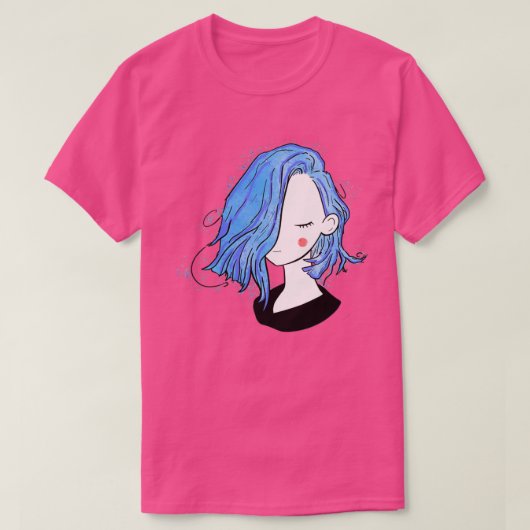 Hübsches Mädchen kurze Frisuren in schwarz T-Shirt (Design vorne)