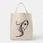 hübsches Mädchen Lebensmittelgeschäft Tote Tasche (Rückseite)