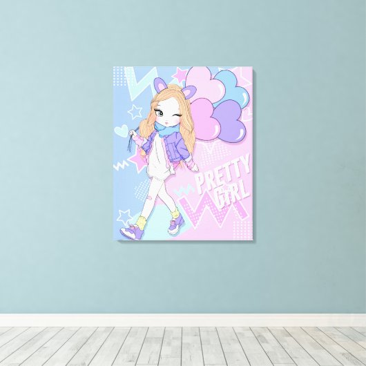 Hübsches Mädchen Leinwanddruck (Insitu (Holzboden))