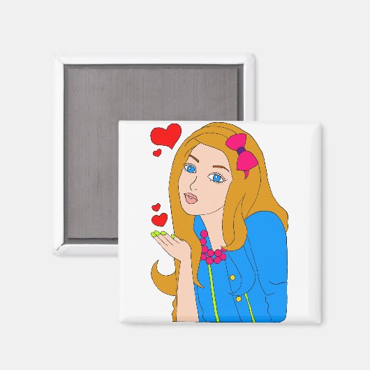 Hübsches Mädchen Magnet (Vorderseite/Rückseite)