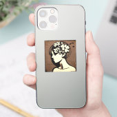 Hübsches Mädchen mit Blume in ihrer Hair Simple Ar Aufkleber (Telefon)