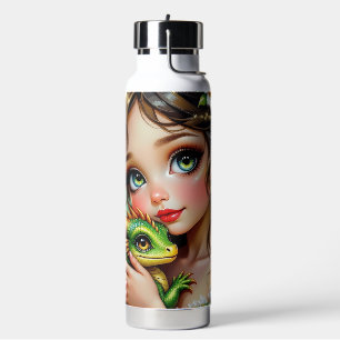 Hübsches Mädchen mit Feen- und Drachen-Motiv Trinkflasche