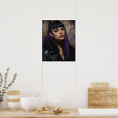 Hübsches Mädchen mit lila Haaren Poster (Küche)