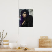 Hübsches Mädchen mit lila Haaren Poster (Küche)