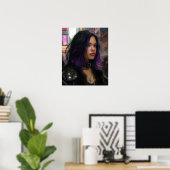 Hübsches Mädchen mit lila Haaren Poster (Heimbüro)