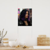 Hübsches Mädchen mit lila Haaren Poster (Küche)