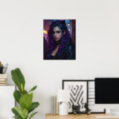 Hübsches Mädchen mit lila Haaren Poster (Heimbüro)