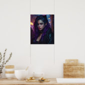 Hübsches Mädchen mit lila Haaren Poster (Küche)