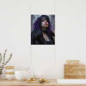 Hübsches Mädchen mit lila Haaren Poster (Küche)