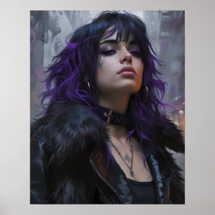 Hübsches Mädchen mit lila Haaren Poster