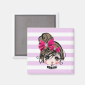 hübsches Mädchen mit rosa Bug Magnet (Vorderseite/Rückseite)
