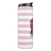 hübsches Mädchen mit rosa Bug Thermosbecher (Nach links gedreht)