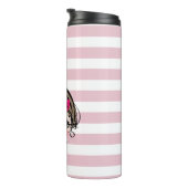 hübsches Mädchen mit rosa Bug Thermosbecher (Nach rechts gedreht)