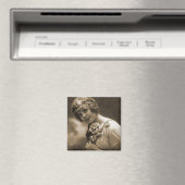 hübsches Mädchen mit Rose Magnet (In Situ (Geschirrspüler))