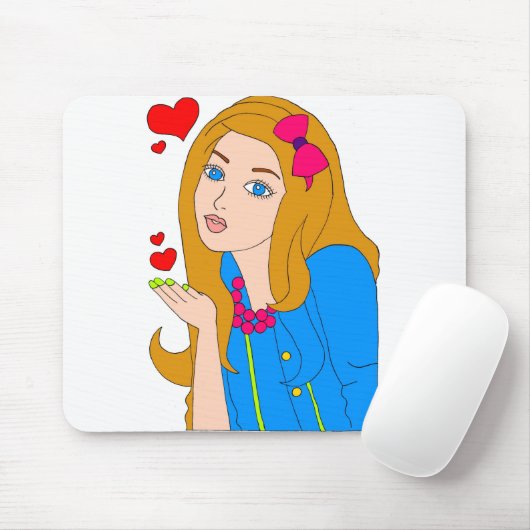 Hübsches Mädchen Mousepad (Mit Mouse)