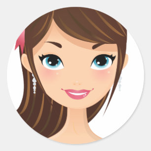 Hübsches Mädchen Runder Aufkleber