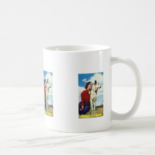 hübsches Mädchen und Hund Iowa Casino Cafe Werbung Kaffeetasse