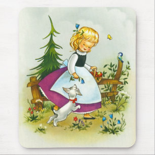 Hübsches Mädchen und Hund Mousepad