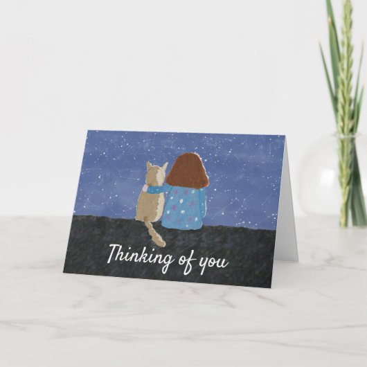 Hübsches Mädchen und Katzen Feiertagskarte (Vorderseite)