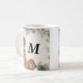 Hübsches Mädchen und Silberdamtel Kaffeetasse (Vorderseite Links)
