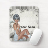 Hübsches Mädchen und Silberdamtel Mousepad (Mit Mouse)