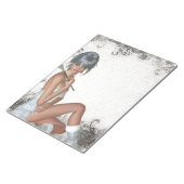 Hübsches Mädchen und Silberdamtel Notizblock (angewinkelt)