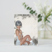 Hübsches Mädchen und Silberdamtel Postkarte (Stehend Vorderseite)