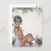 Hübsches Mädchen und Silberdamtel Postkarte (Vorne/Hinten)