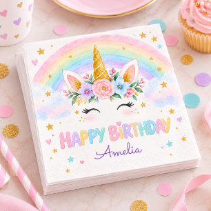 Hübsches magisches Einhorn Regenbogen Geburtstag P Serviette