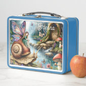 Hübsches Märchenland mit niedlicher Schnecke und S Metall Brotdose (Beispiel)