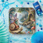 Hübsches Märchenland mit niedlicher Schnecke und S Pappteller (Party)